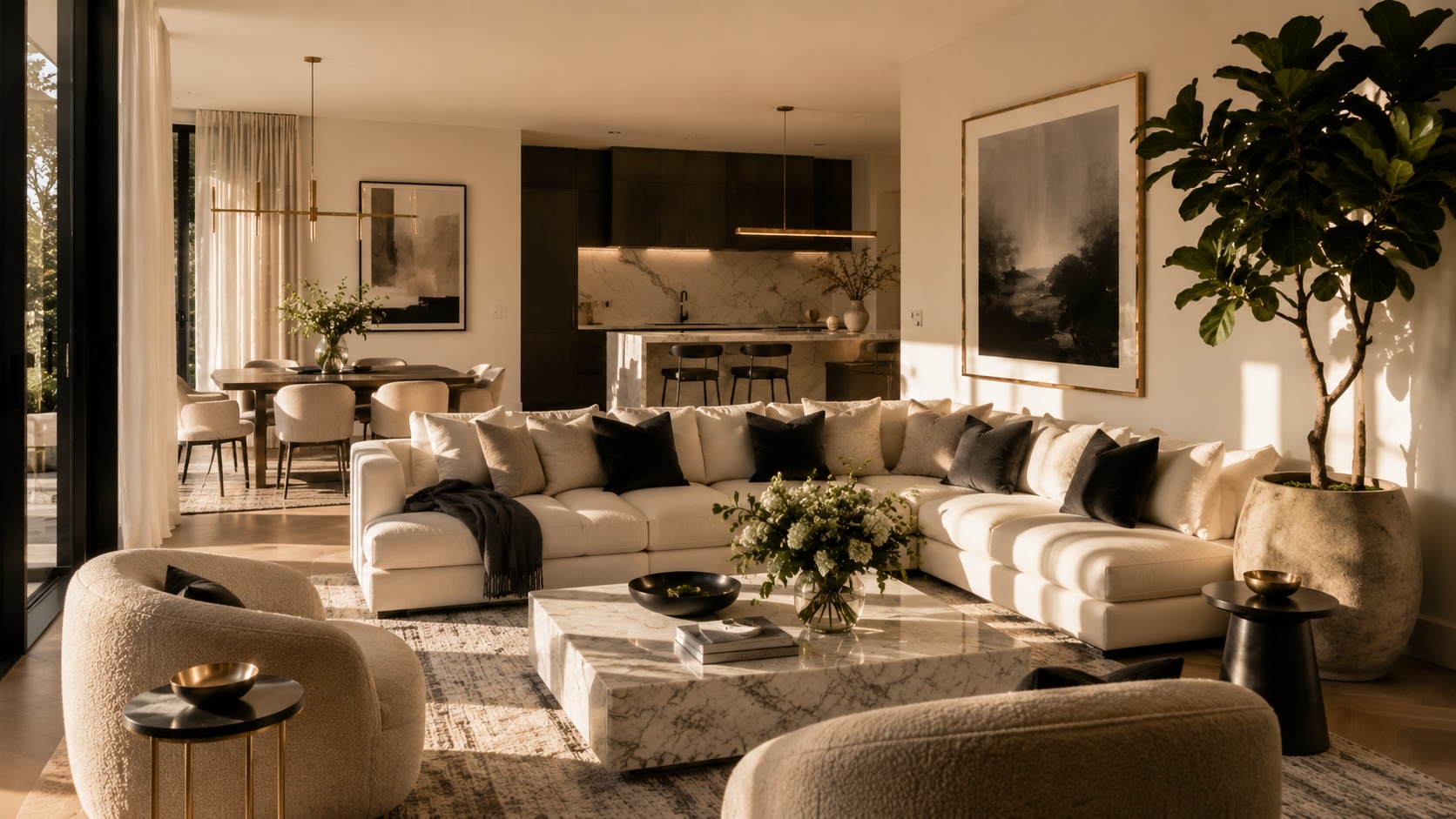 Luxury styled living room — Toorak